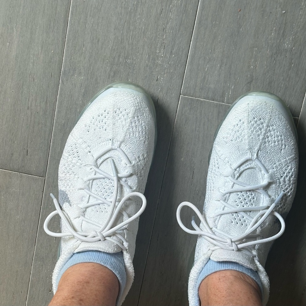 Nike White and Platinum VaporMax Athletic Shoes - Picture 10 of 12